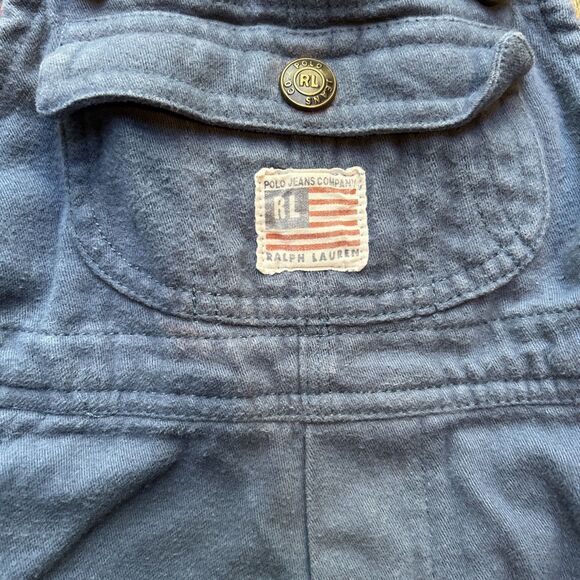 Ralph Lauren Polo Jeans Co Blue Bib Overalls Infant 3-6 mos Vintage - Picture 2 of 5